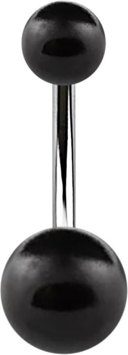 Produktbild Star Piercing Banane silber mit zwei Perlenkugeln schwarz (ohne Messing, Chirurgenstahl 316L)