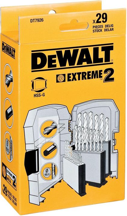 Produktbild DeWalt Extreme 2 HSSG (1 mm, 1.5 mm, 2 mm, 2.5 mm, 3 mm, 3.5 mm, 4 mm, 4.5 mm, 5 mm, 5.5 mm, 6 mm, 6.5 mm, 7 mm, 7.5 mm, 8 mm, 8.5 mm, 9 mm, 9.5 mm, 10 mm, 10.5 mm, 11 mm, 11.5 mm, 12 mm, 12.5 mm, 13 mm, 3.2 mm, 3.3 mm, 4.2 mm, 4.8 mm)