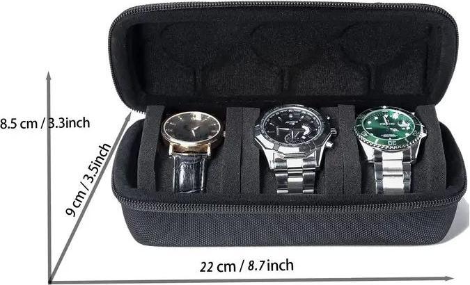 Dema Hartschalen Uhrenetui Uhrenbox Reiseetui mit 3 Fächern