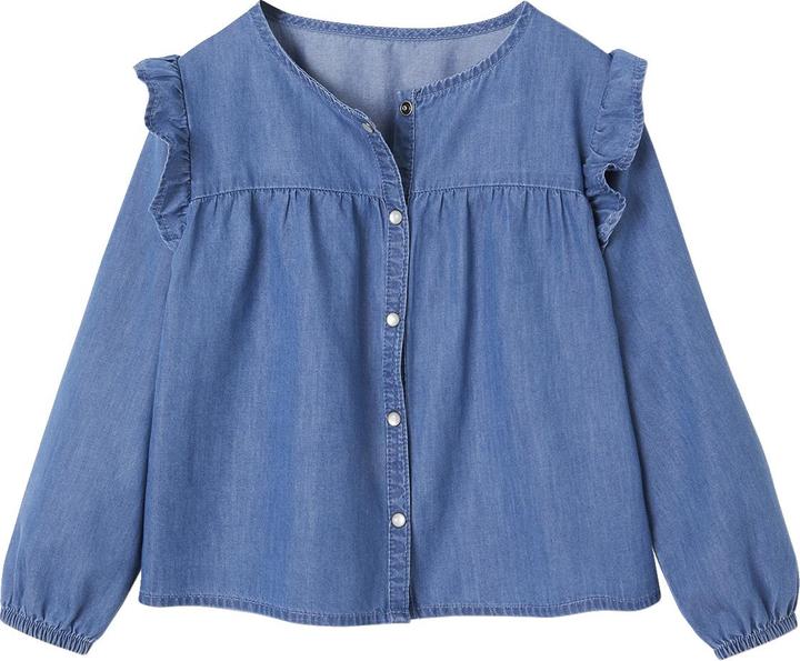 Vertbaudet Mädchen Jeansbluse mit Volants