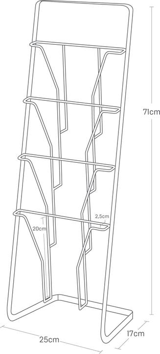 Produktbild Yamazaki Zeitungsständer mit 4 Fächern TOWER (25 x 18 x 71 cm)