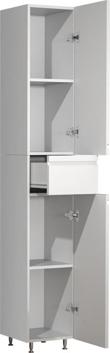 Produktbild VCM Holz Badmöbel Badregal Badezimmer Badschrank Hochschrank grifflose Schublade Drehtüren Silora (30 x 32 cm)