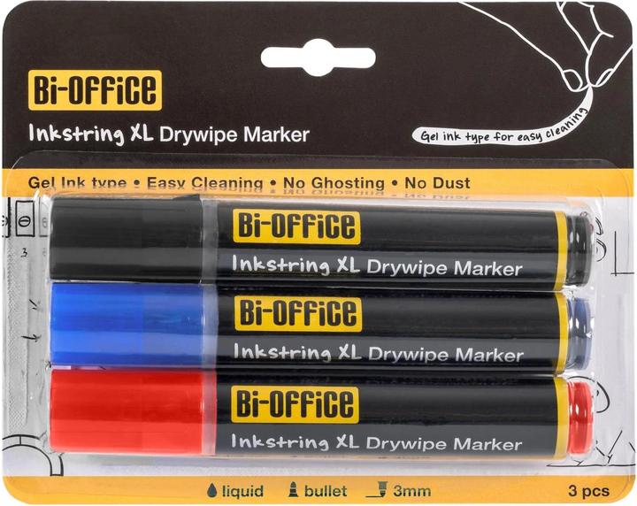 Immagine prodotto Bi-Office Marcatore per lavagna bianca Inkstring 3 pezzi (Blu, Nero, Rosso, 3 mm, 3 x)