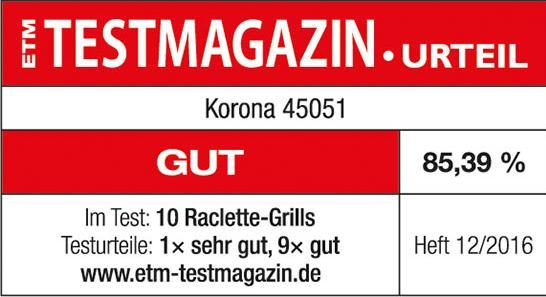 Actual product image Korona el. Raclette grill 45051 sw