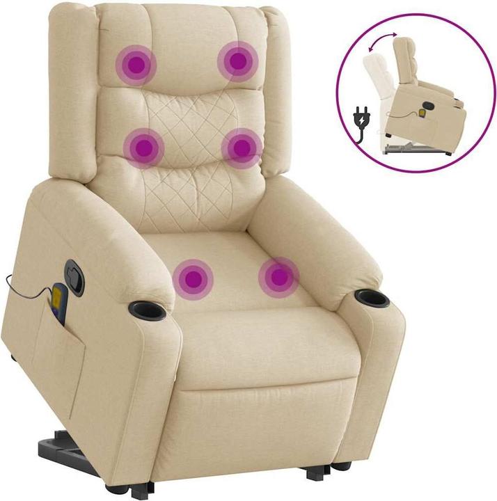 Image du produit VidaXL Fauteuil de massage avec releveur Crème Tissu