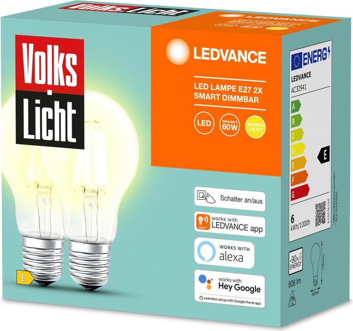Immagine prodotto Ledvance Luce del popolo (E27, 60 W, 806 lm, 2 x, E)