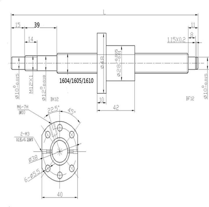 Image du produit GooEquip Vis à billes SFU1605-1050mm