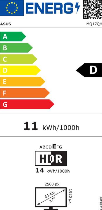 Energy Label ASUS ZenScreen Fold OLED MQ17QH (2560 x 1920 pixels, 17.30")