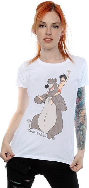 Actual product image Disney Womens/Ladies Classic Mowgli And Baloo Cotton Boyfriend T-Shirt (M)