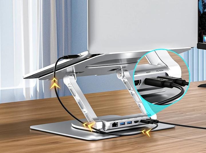 Actual product image Unitek PODSTAWKA POD LAPTOP + HUB USB-C HDMI 1.4 4K PD 100W (USB-C, 1 Ports)