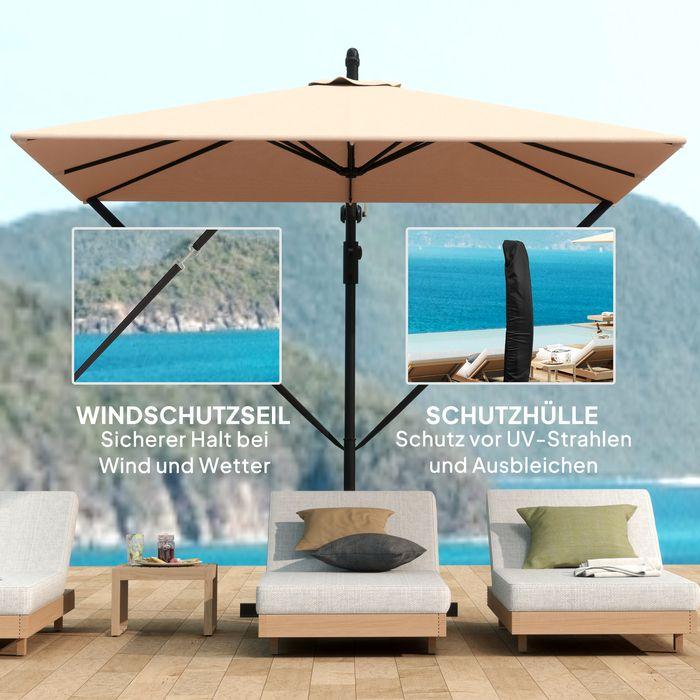 Image du produit Swisshandel24 Ampelschirm Ø260 cm, mit Ständer, Abdeckung, kippbar Khaki (2.50 m)