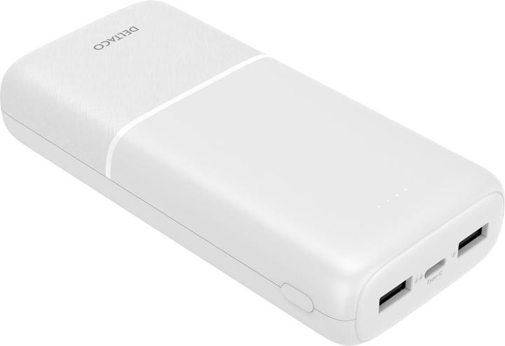 Image du produit Deltaco Banque d'alimentation 20,000 mAh, 2x USB-A, 1x USB-C - Blanc (20000 mAh)