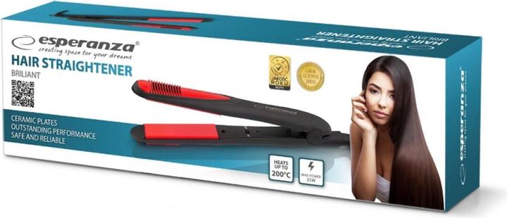 Immagine prodotto Esperanza EBP004 - Raddrizzatore - 200 °C - Nero - Rosso - 35 W - AC - 230 V (Piastra per capelli)