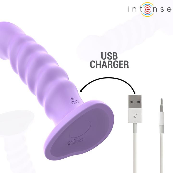 Actual product image Intense Brenda Vibrator Size M Spiral Design 10 Vibrations Purple Remote Control