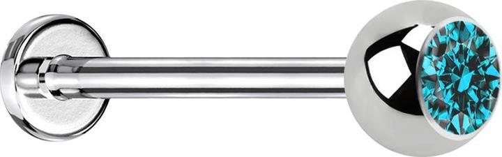 Immagine prodotto Star Piercing Micro Labret silber mit Kugel und Kristall aqua (senza ottone, Acciaio chirurgico 316L)