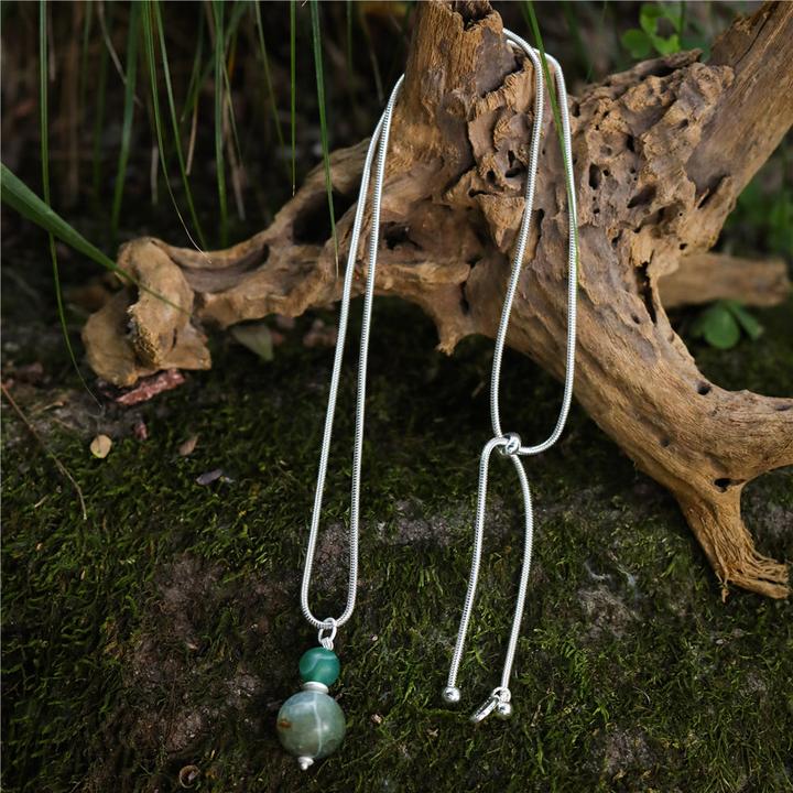 Image du produit Andreani Collier avec pendentif en pierre d'agate verte véritable