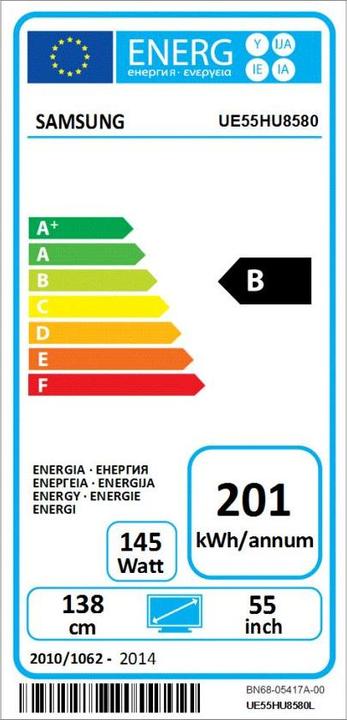 Energie-Label Samsung Ue55hu8580 (55", 4K)