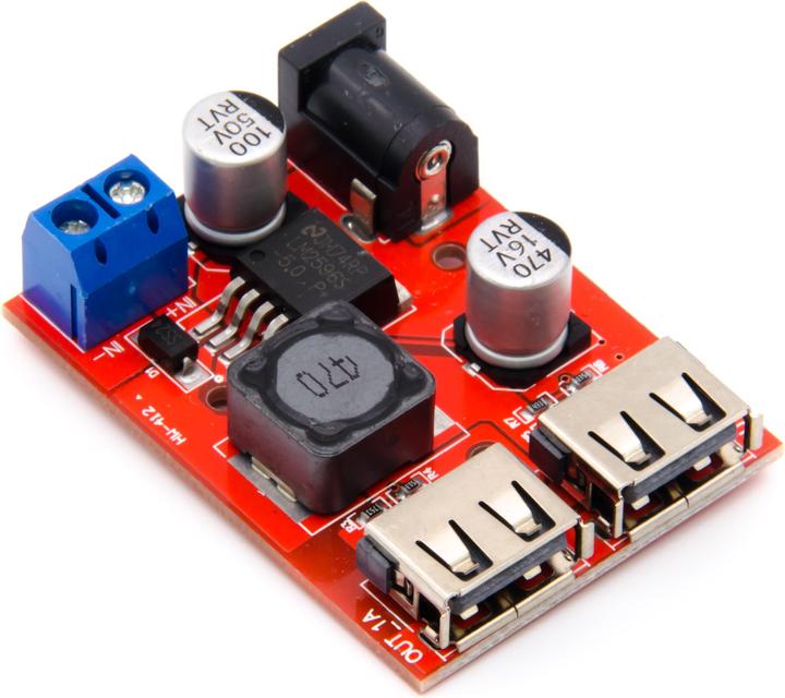 Actual product image Purecrea 5V 3A LM2596 Dual DC-DC Step-Down with USB