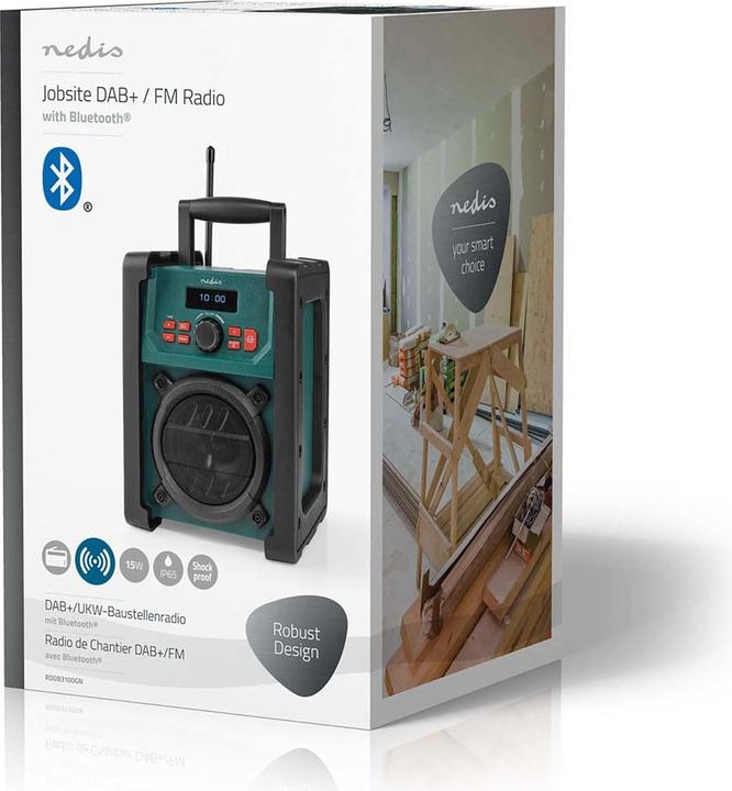 Produktbild Nedis DAB + Radio Tisch Ausführumg DAB+ / FM 2.2" Scharz-weiss Monitor Batteriebetrieben/Netzstromver (DAB+, FM, Bluetooth, WLAN)