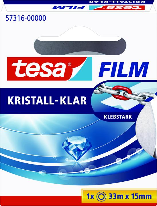 Produktbild tesa 1x tesafilm KRISTALL-KLAR, hochtransparent, alterungsbeständig, mit starker Haftung (15 mm)