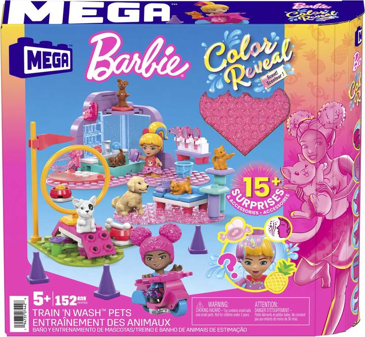 Mega Construx Barbie Color Reveal Train "n Wash Pets