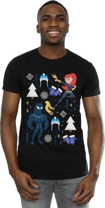 Actual product image Mens Black Panther And Black Widow Christmas Day T-Shirt (XXL)