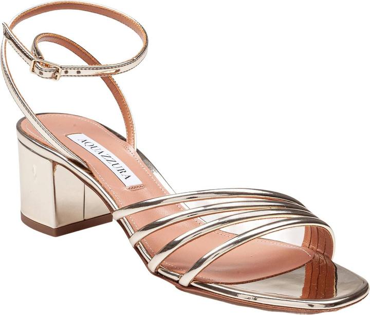 Actual product image Aquazzura latour sandal 50 in laminated leather color light gold (38)