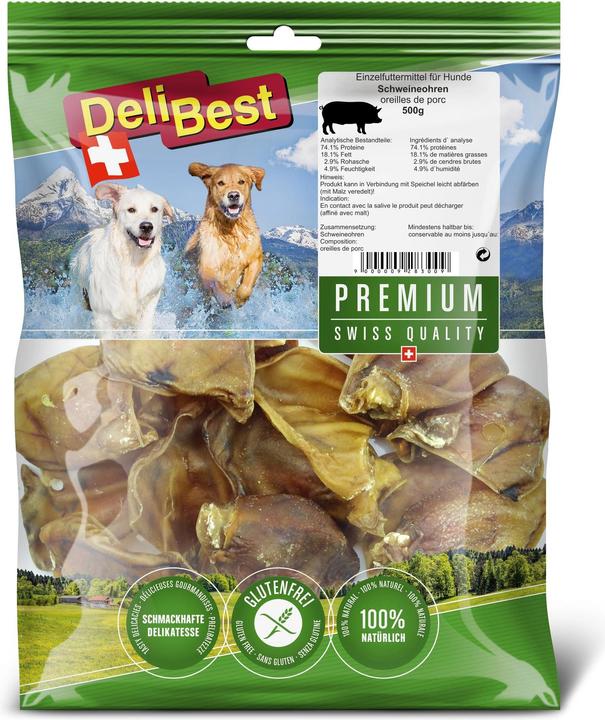 Produktbild DeliBest Schweineohren (Adult, 1 Stk., 500 g)