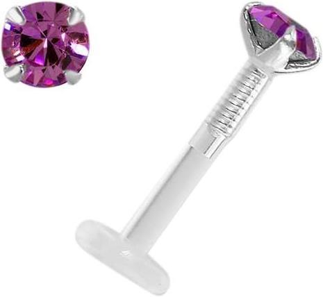Produktbild Bijouteria Piercing für Lippe/Tragus (Bioplast, Silber 925, Premium Kristall)