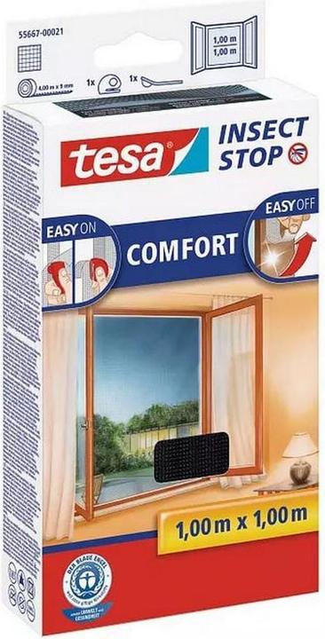 Immagine prodotto tesa 2x zanzariera COMFORT per finestre, con nastro in velcro, autoadesiva, senza foratura (100 x 100 cm)