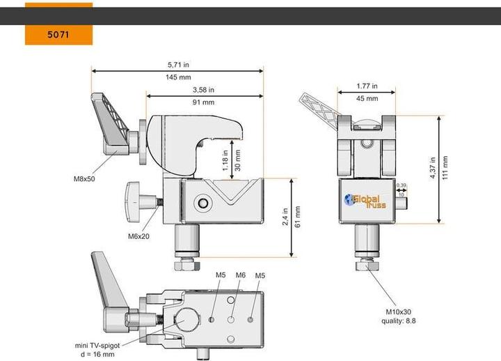 Produktbild Global Truss Clamp 13-55/45/15 schwarz