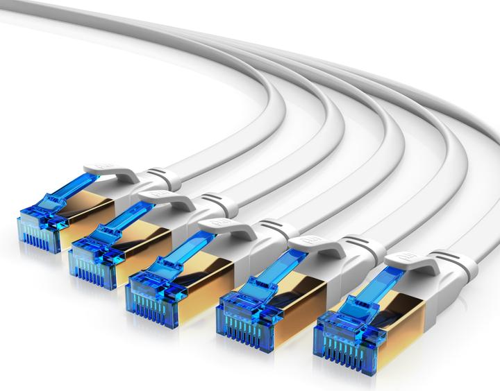 Actual product image Primewire 5x CAT 8.1 Netzwerkkabel Flach, LAN Patchkabel Datenkabel, Flachbandkabel Verlegekabel, Cat 6 Cat 7 (UTP, CAT8.1, 1 m)