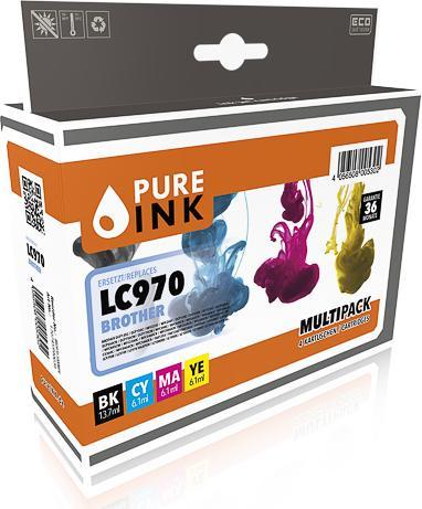 Produktbild Pure Ink BRO970-1000MP4 PI BROTHER LC970VALBPDR DCP/MFC Tinte (4) cmyk rebuilt Seiten (M, B, C, Y)