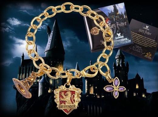 Actual product image Noble Collection Harry Potter bracelet avec pendentifs plaqué or Lumos Gryffindor (20 cm)