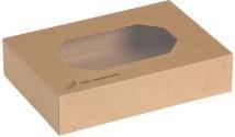Image du produit Natureko Kageaeske top og bund L360xB250xH80mm pap/PLA med rude brun,50 set/krt (50 x)