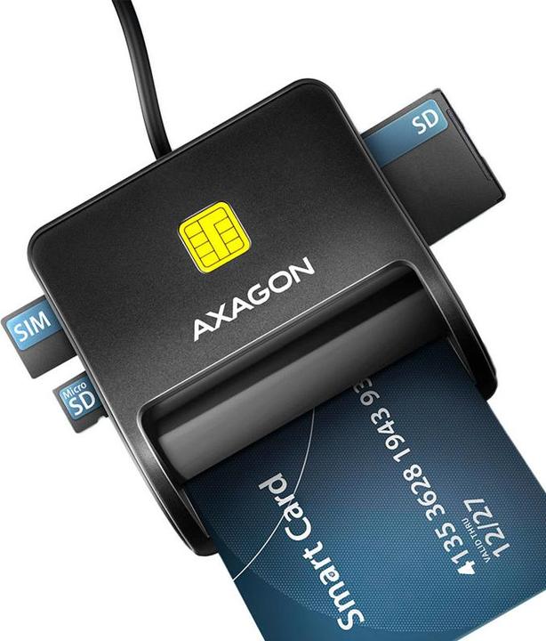 Actual product image Axagon CRE-SM3SD USB Smart Card & SD/microSD/SIM Card FlatReader (USB 2.0)