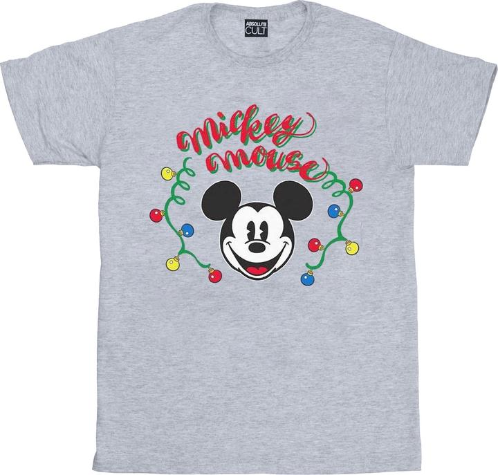 Actual product image Disney Womens/Ladies Mickey Mouse Christmas Light Bulbs Cotton Boyfriend T-Shirt (XL)