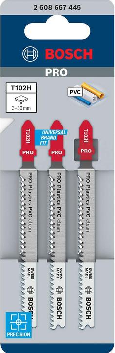 Produktbild Bosch Professional Zubehör PRO Plastics PVC clean T102H Stichsägeblatt, 100 mm, 3-tlg.