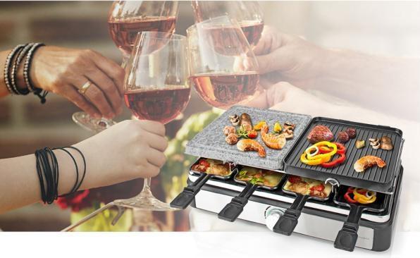 Produktbild Nedis Gourmet/Raclette Grill/Stone 8 Persons Spatula Temperature setting Non stick coating Rectangl