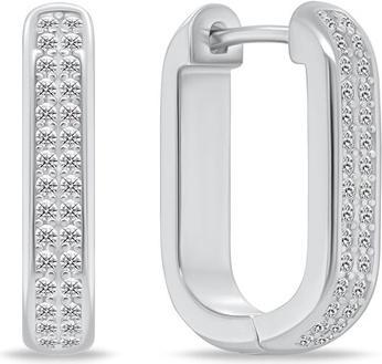 Image du produit Brilio Silver - Oval silver earrings with zircons EA1139W