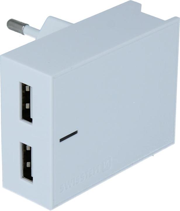 Immagine prodotto Swissten Serie Slim, doppia banca di alimentazione USB da 3A con IC intelligente + cavo USB-C (15 W)