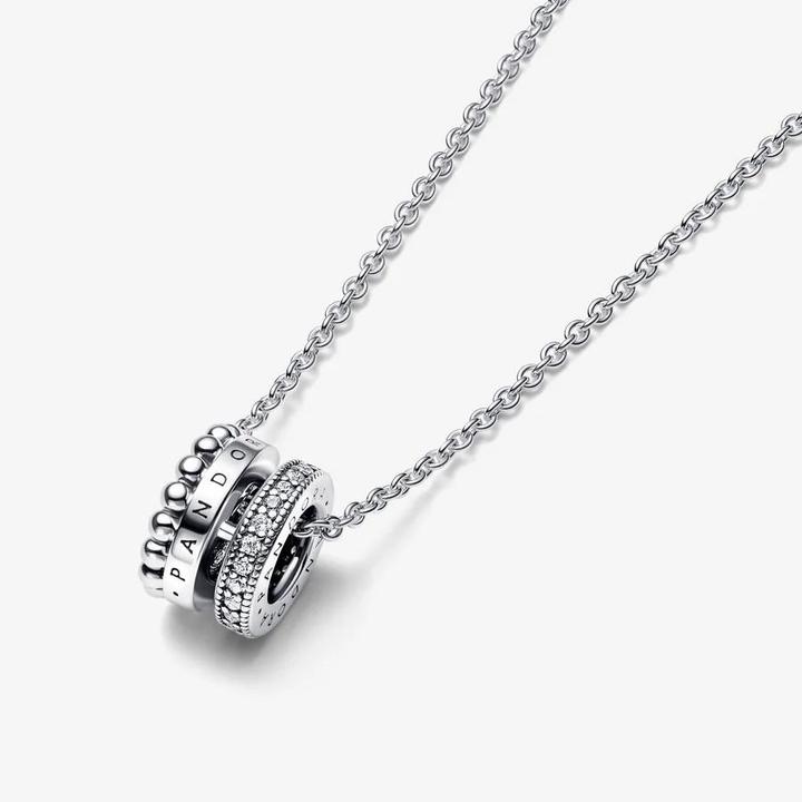 Image du produit Pandora Signature Logo Pavé & Beads Collier (Argent sterling 925, 42 - 45 cm)