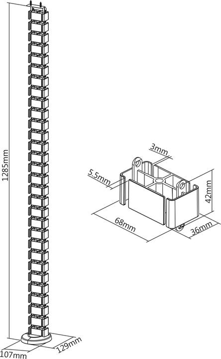 Image du produit InLine Chemin de câbles flexible pour les tables réglables en hauteur (Conduit, 128 cm)
