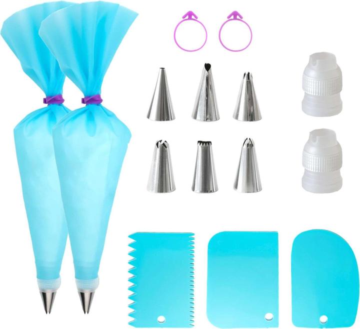 Actual product image Intirilife Piping bag with stainless steel nozzles (15-piece set) (Piping bag set)