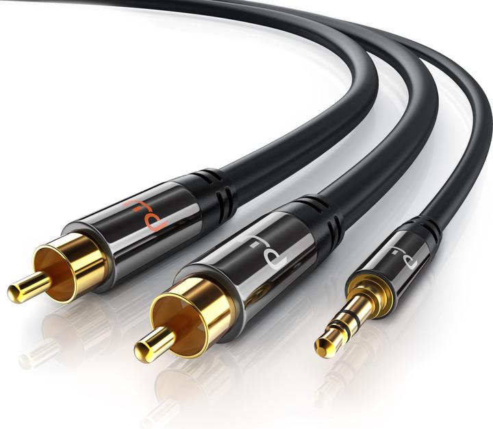 Produktbild Primewire Cinch zu 3,5mm Klinke Audio Kabel, Cinchkabel, RCA, AUX, Stereo HiFi Adapter mehrfach geschirmt (2 m, 3.5mm Klinke (AUX), Cinch)