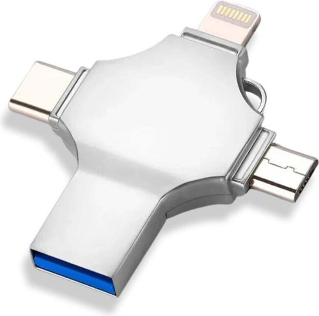 Image du produit Hermex Clé USB 4 en 1 Clé Lightning Clé de données Lecteur flash USB Drive (128 Go, USB-C)