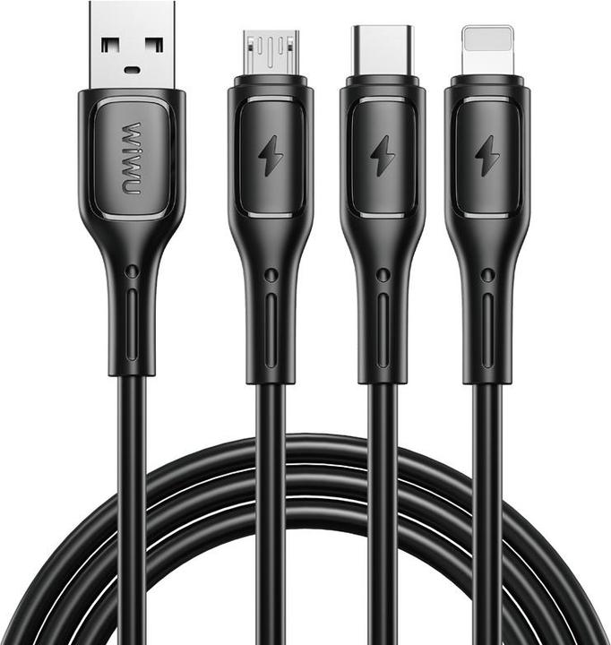 Image du produit Wiwu Starlink Series 3.1A 3in1 cable Wi-C045E A-C+L+M Black (1 m)