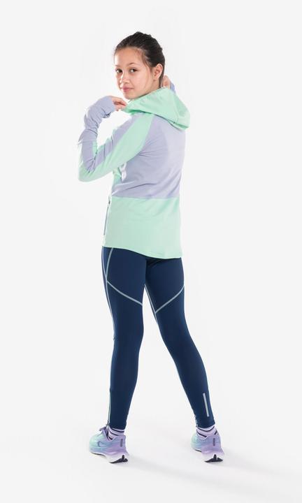 Actual product image Kiprun Kids long running tights with zip - Dry+ 900 dark blue/green (6, 7, 8)