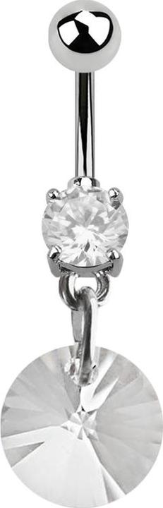 Actual product image Star Piercing Banana silver with pendant Swarovski crystal round small (without brass, Surgical steel 316L)