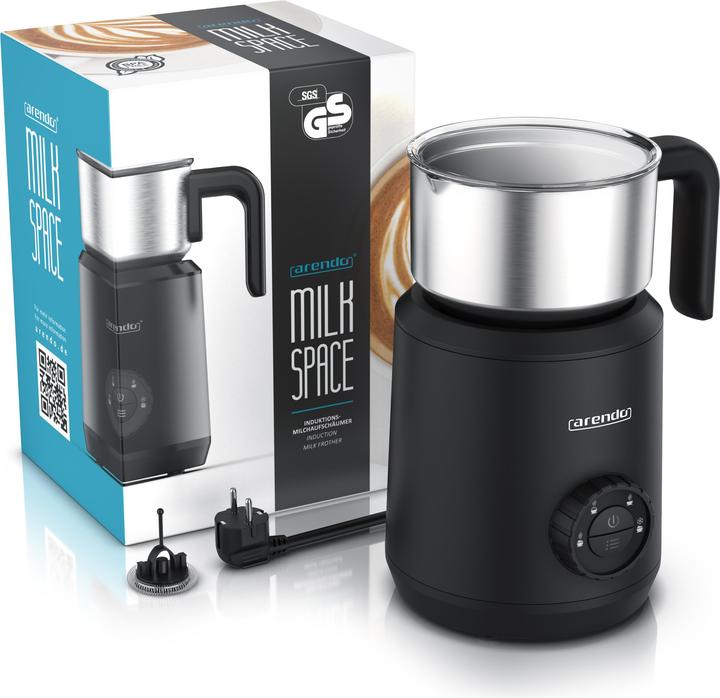 Produktbild Arendo Milchaufschäumer 4in1 Induktion, warm & kalt Schaum, 400ml, Edelstahl, 50 W, spülmaschinengeeignet (42 cl)